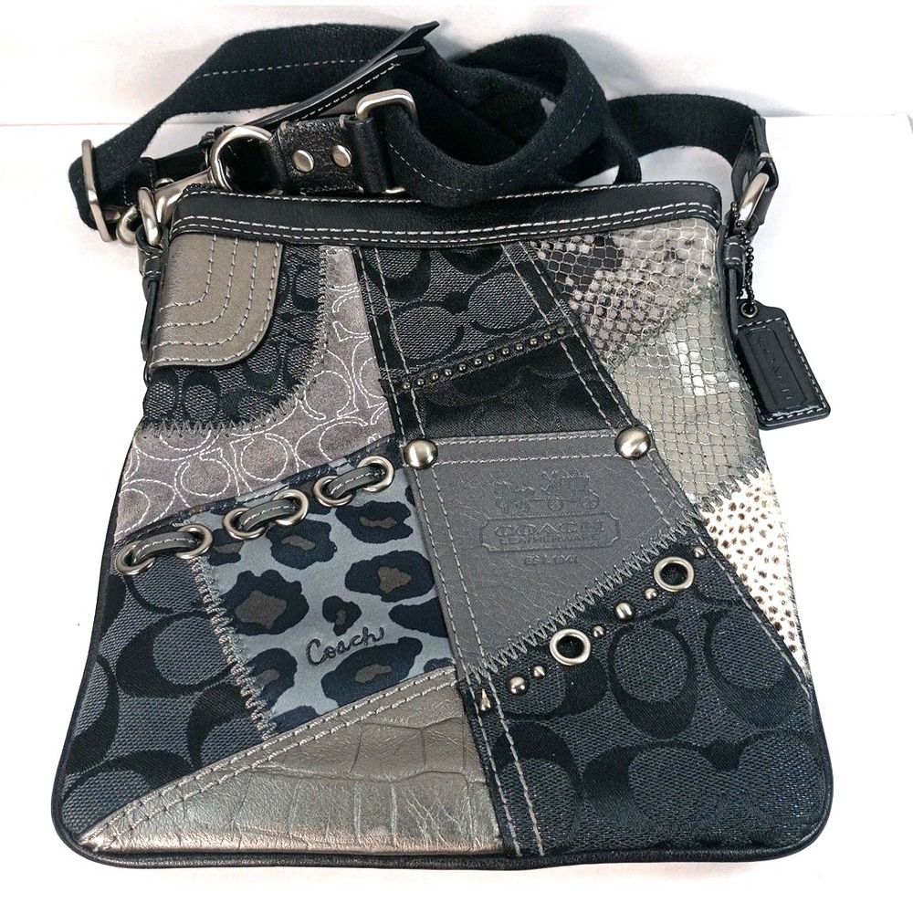 Coach Tonal Crossbody Animal Patchwork Leopard Cheetah Leather Metallic Y2k